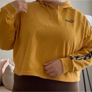 XL Yellow Puma Cropped Hoodie